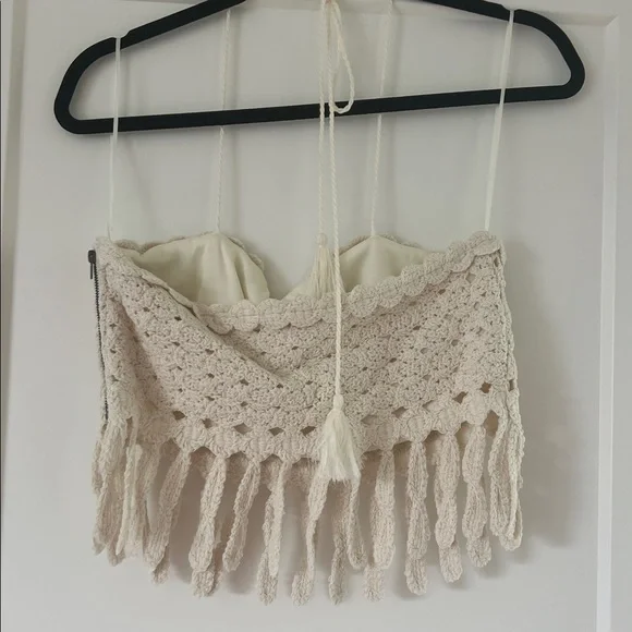 VICI Sweet Escape Fringe Crochet Crop Top & Maxi Skirt Set- large - Picture 10 of 12